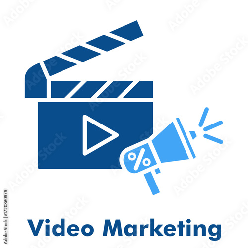 Video Marketing Two Color Icon Solid Style