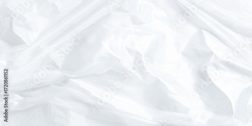 grunge and stained White plastic bag texture background, grainy and crumbled white glossy wrinkled plastic texture, Paper texture Crumpled White paper.
