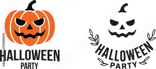 halloween party design. angry pumpkin jack o lantern and spooky pumpkin face vector illustration