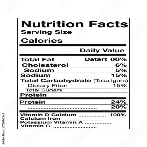 Detailed nutrition facts label for food products showing serving size calories and daily values
