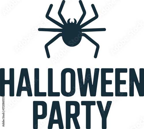 halloween party design. scary black spider silhouette creepy festive vector illustration