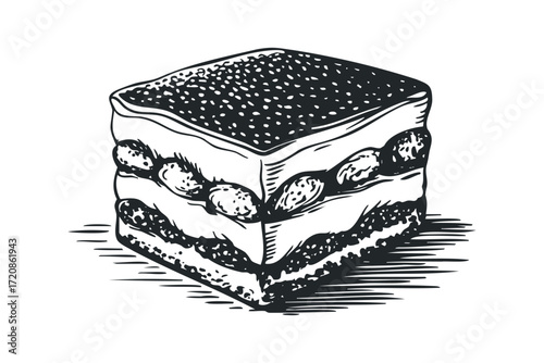 Dessert food graphic drawing. Vector hand drawn illustration