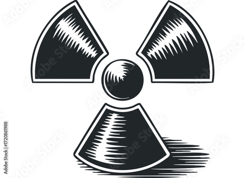 Radioactive hazard symbol warning icon. Vector hand drawn illustration
