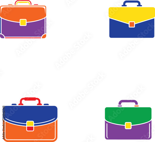 Colorful briefcases with handles and clasps luggage