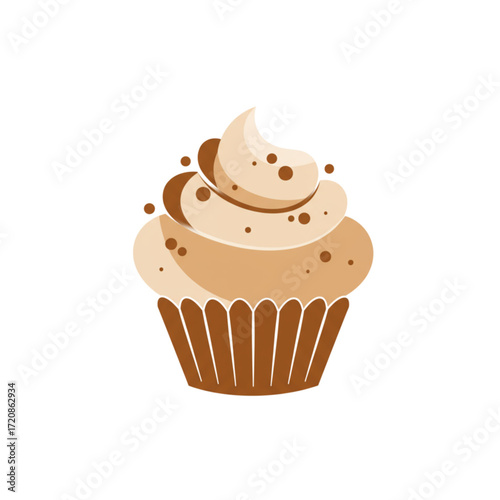 Delicious cupcake with creamy frosting and chocolate sprinkles, perfect for dessert menus, bakery promotions, and sweet treat designs, originally vector