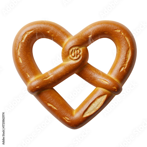Delicious golden brown pretzel, freshly baked and ready to enjoy, perfect for food photography, restaurant menus, or culinary designs, yummy treat