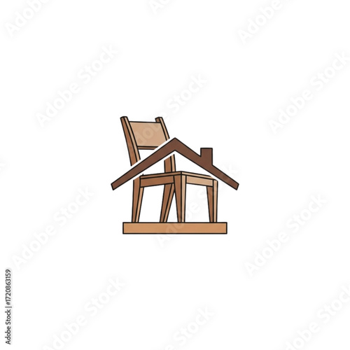 Elegant home furniture logo concept with chair and roof, perfect for real estate or interior design branding in a modern, minimalist style