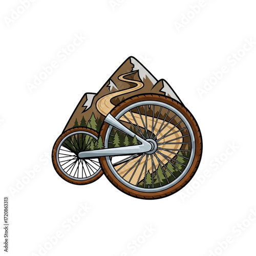 Hit the trails with this stylized mountain bike art, perfect for outdoor adventure brands and designs, showing a love for mountain biking
