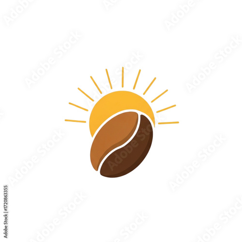 Invigorating coffee bean logo with sunburst, perfect for cafes, roasters, or morning energy brands craving a modern, eye-catching design