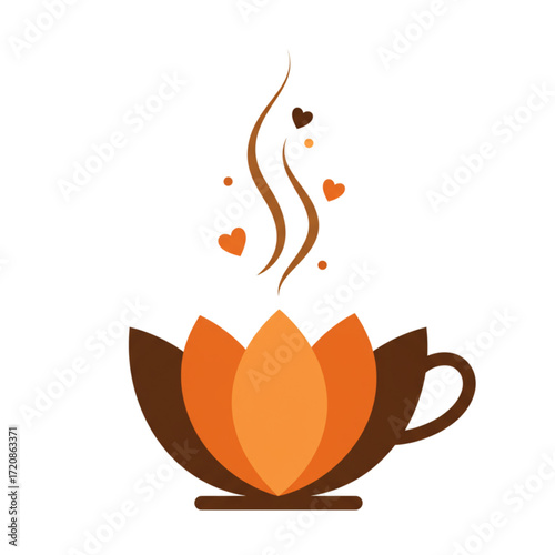 Inviting cup of tea with lotus design and heart shaped steam, perfect for wellness blogs, tea brands, and calming lifestyle content
