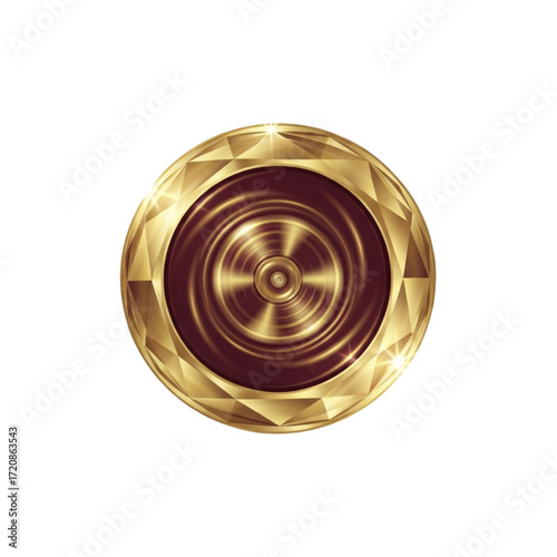 Stunning golden badge emblem with concentric circles, perfect for luxury branding, elegant designs, and high-end visuals for professional use