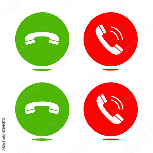 Two green and two red phone icons representing call answer and decline actions