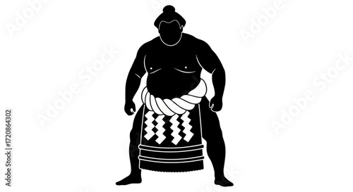 Bold Sumo Wrestler Silhouette: A Powerful Icon of Japanese Tradition and Strength for Sports, Cultural Events, and Graphic Design Projects