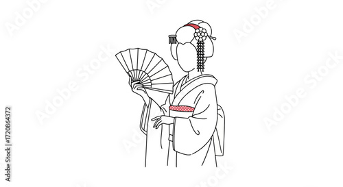 Elegant Japanese Geisha Silhouette Illustration, Representing Traditional Culture and Artistic Expression, Suitable for Cultural Presentations and Design Projects.
