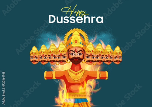 Traditional Dussehra Vector Art, Dussehra Ravan Festival Illustration