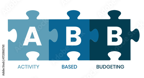 ABB Activity-based budgeting concept acronym. Concept with keyword, people and icons. Flat vector illustration. Isolated on white.