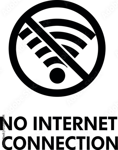 No internet connection symbol and text, indicating a lack of wireless signal.