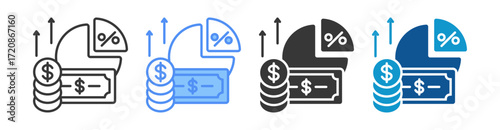 Profit Margin Icon Set Multiple Style Collection