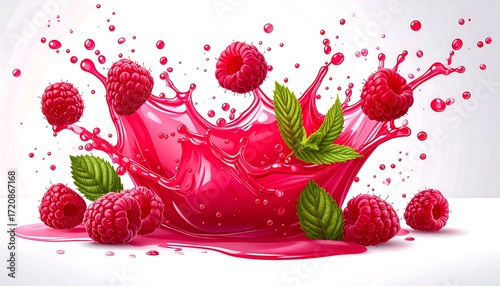 Raspberry juice splash