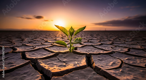 plant growing in desert