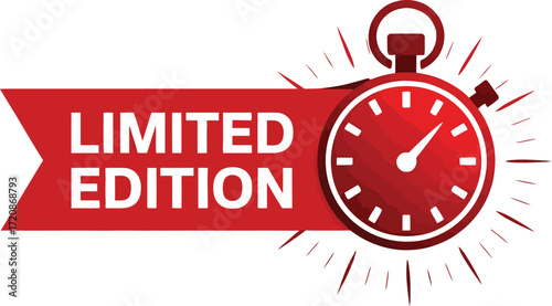 Urgency and exclusivity conveyed by a stopwatch and a red banner with the words Limited Edition.