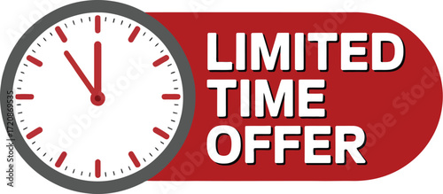 Urgency clock with limited time offer banner for sales and promotions