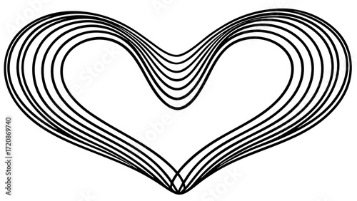 Vector art of abstract heart shape formed by multiple curved lines