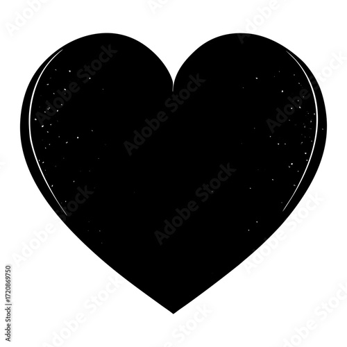 Vector art of solid black heart with a distressed texture