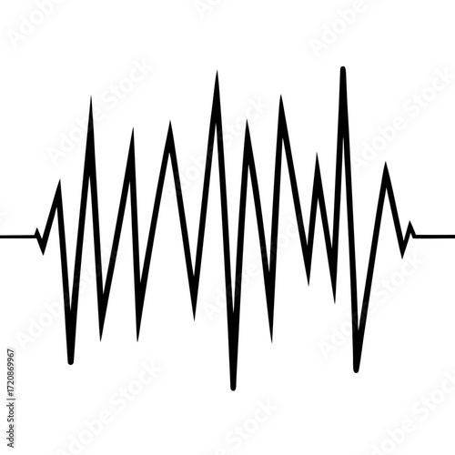 Vector art of black electrocardiogram waveform representing a heartbeat