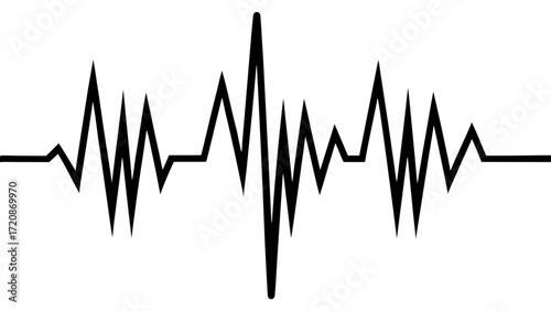 Vector art of a black electrocardiogram line on a, representing a heartbeat or vital signs