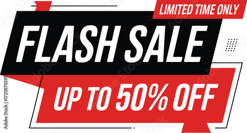 Flash sale announcement with up to 50% off discount for limited time