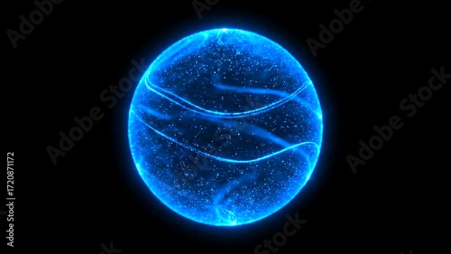 Energetic Blue Orb - A Captivating Display of Light and Motion.
