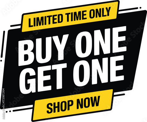 Exciting "Buy One Get One" sale banner with "Limited Time Only" and "Shop Now" calls to action.