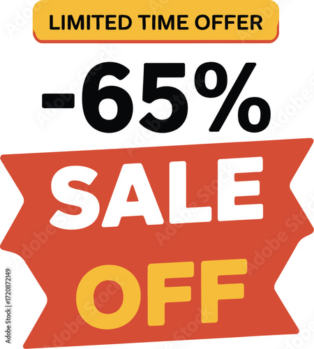 Limited time sale offers a significant discount of sixty-five percent off