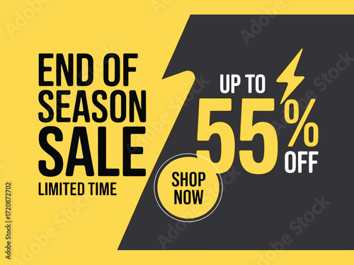 Exciting end of season sale offers up to 55 percent off, promoting limited time shopping.
