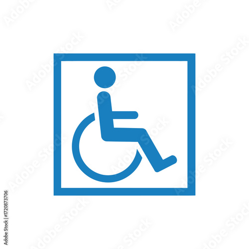 Modern blue handicap accessible symbol sign square design for accessibility information