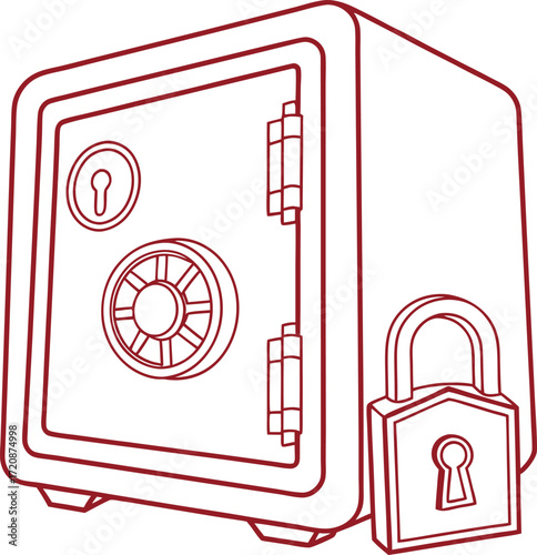 Reliability safe box outline icon vector on transparent.
