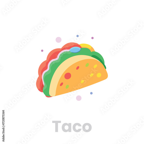 Taco with various toppings cheerful cartoon illustration of a delicious taco, perfect for mexican food promotions or recipe blogs