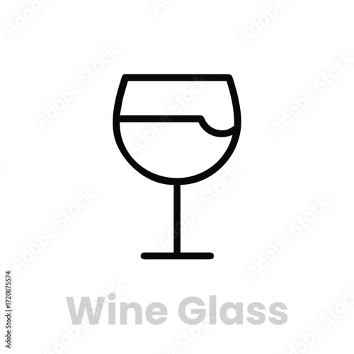 Elegant wine glass outline icon , a minimalist design for sophisticated branding and refined event promotions