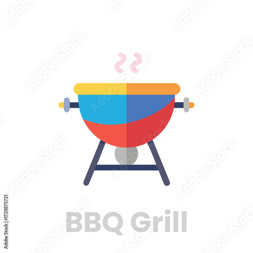 Colorful bbq grill icon , perfect for summer cookouts, family gatherings, and delicious outdoor meals with friends and loved ones