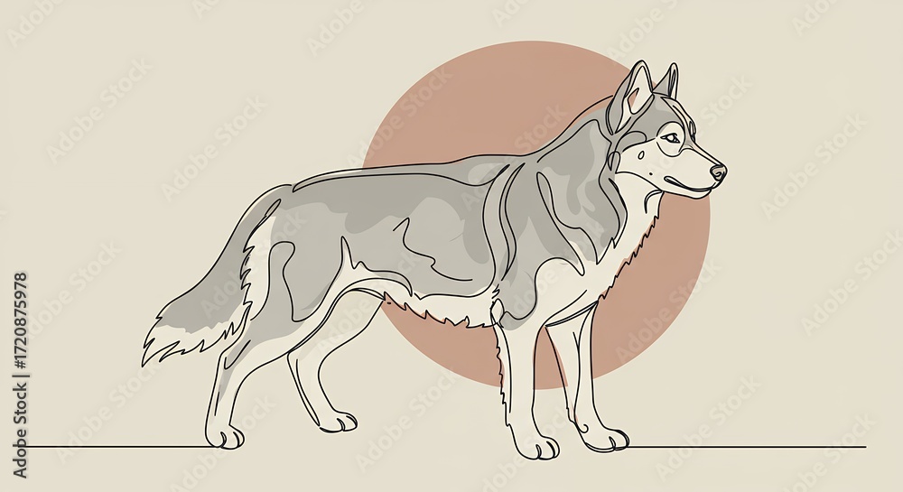 Fototapeta premium Silhouette of a husky dog
