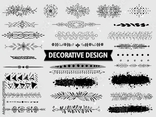 set of calligraphic design elements and page decoration