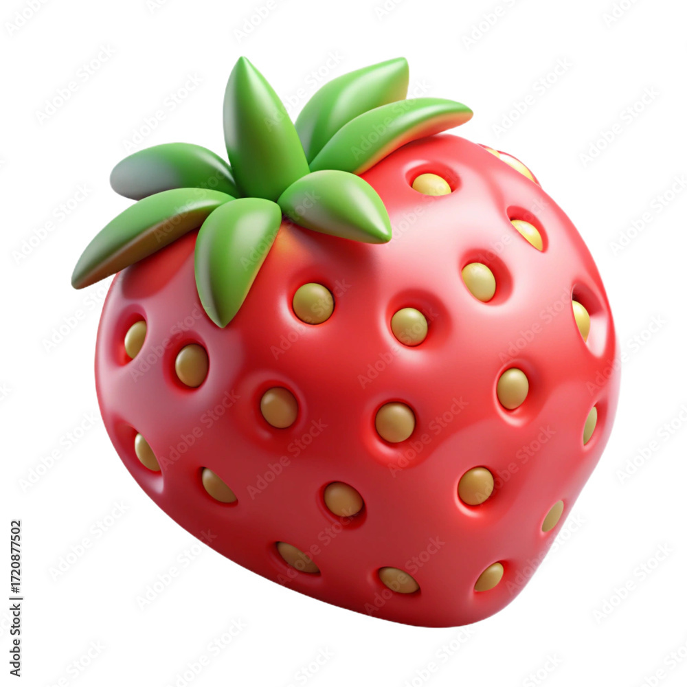 Fototapeta premium Plastic strawberry 3D fruit model with seeds