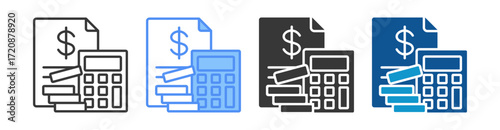 Budgeting Icon Set Multiple Style Collection