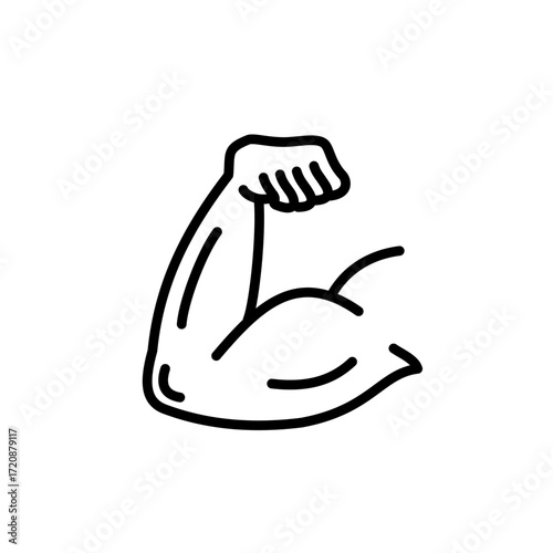 Outline icon of a flexed human arm showing strength and muscle, ideal for fitness, health, anatomy, and medical concepts