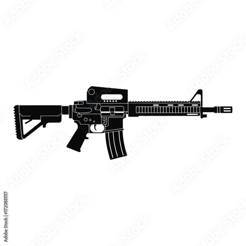 Silhouette of a modern assault rifle with scope