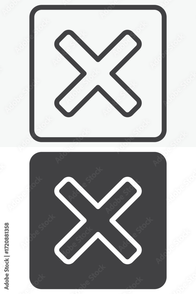 Obraz premium Close button vector icon set in line and solid style