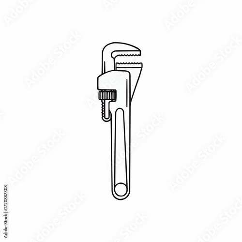 Pipe wrench in a minimalist design on a white background  