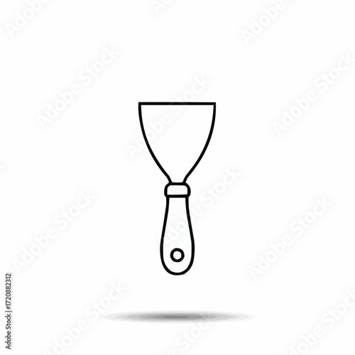 Putty knife with ergonomic handle on white background  
