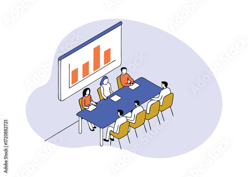 Business meeting with a bar chart presentation conference